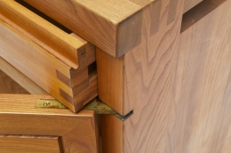 Pierre Chapo's "R08" sideboard detail view of drawer and door joinery