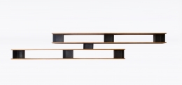 Charlotte Perriand's "Nuage" wall shelving, full straight view