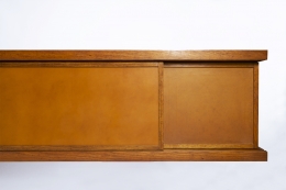 Pierre Chapo's "Le Pettit" sideboard detail view of leather and right side