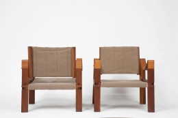 Pierre Chapo's pair of armchairs back and front view