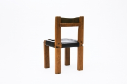 Pierre Chapo's Set of eight "S11E" chairs, single chair back diagonal view