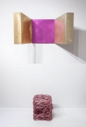 Forrest Myer's Altar, installation view from Art et Industrie exhibition with Forrest Myer's pink tuffit below