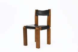 Pierre Chapo's Set of eight "S11E" chairs, single chair diagonal view