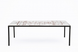Jean Rivier's ceramic coffee table, full straight view