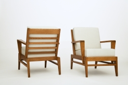 René Gabriel's pair of armchairs, back and front diagonal views
