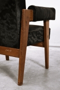 Le Corbusier, Pierre Jeanneret & Jeet Lal Malhotra's "Advocate and Press" pair of armchairs, detailed view of back