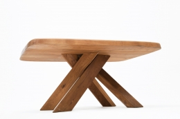 Pierre Chapo's "T35C" dining table diagonal view from under