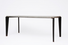 Jean Prouvé's aluminum dining table, full diagonal view