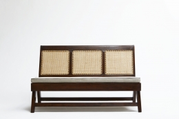 Pierre Jeannerets three-seat sofa straight front view with cushion