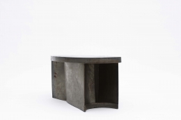 French 1970's brutalist coffee table side view