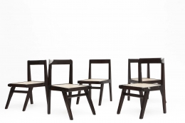 Pierre Jeanneret's set of 8 demountable chairs view of 5 chairs