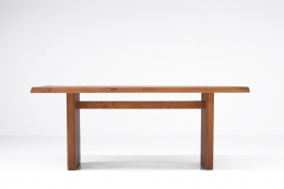 Pierre Chapo "T14C" dining table straight view without extensions