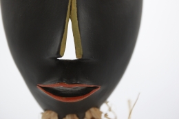 R. Weil's ceramic mask, detailed view of nose and mouth