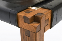 Pierre Chapo's Set of eight "S11E" chairs detail of joinery