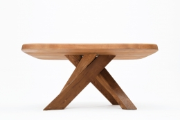 Pierre Chapo's "T35C" dining table straight view from under