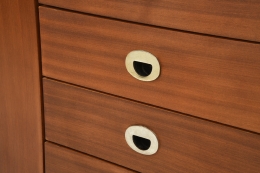Marcel Gascoin's sideboard, detailed view of drawers with metal handle detail