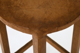 Unknown Artist's set of 4 stools, detailed view of leather seat
