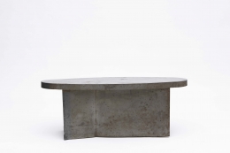 French 1970's brutalist coffee table side view