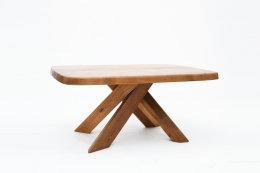 Pierre Chapo's "T35C" dining table diagonal view