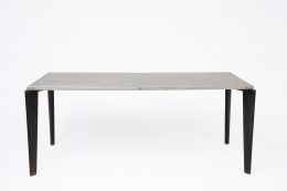 Jean Prouvé's aluminum dining table, full straight view from above