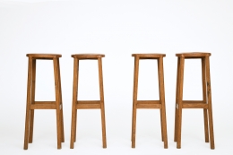 Unknown Artist's set of 4 stools, straight front views from eye-level