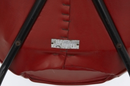 Pierre Guariche's Set of 4 "Tonneau" chairs detailed view of label underneath