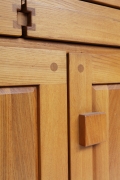 Pierre Chapo's "R07" sideboard, detailed view of door and knob